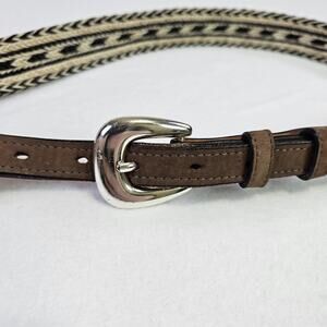 King Ranch Braided Horsehair Western Belt Mens 38 Brown Leather Rodeo Cowboy L